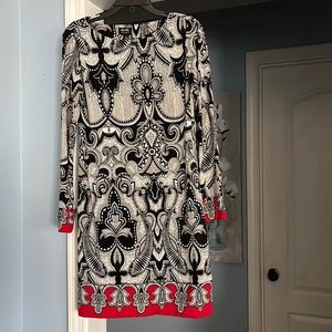 Nicole Miller Black and Red Shift Dress, Small